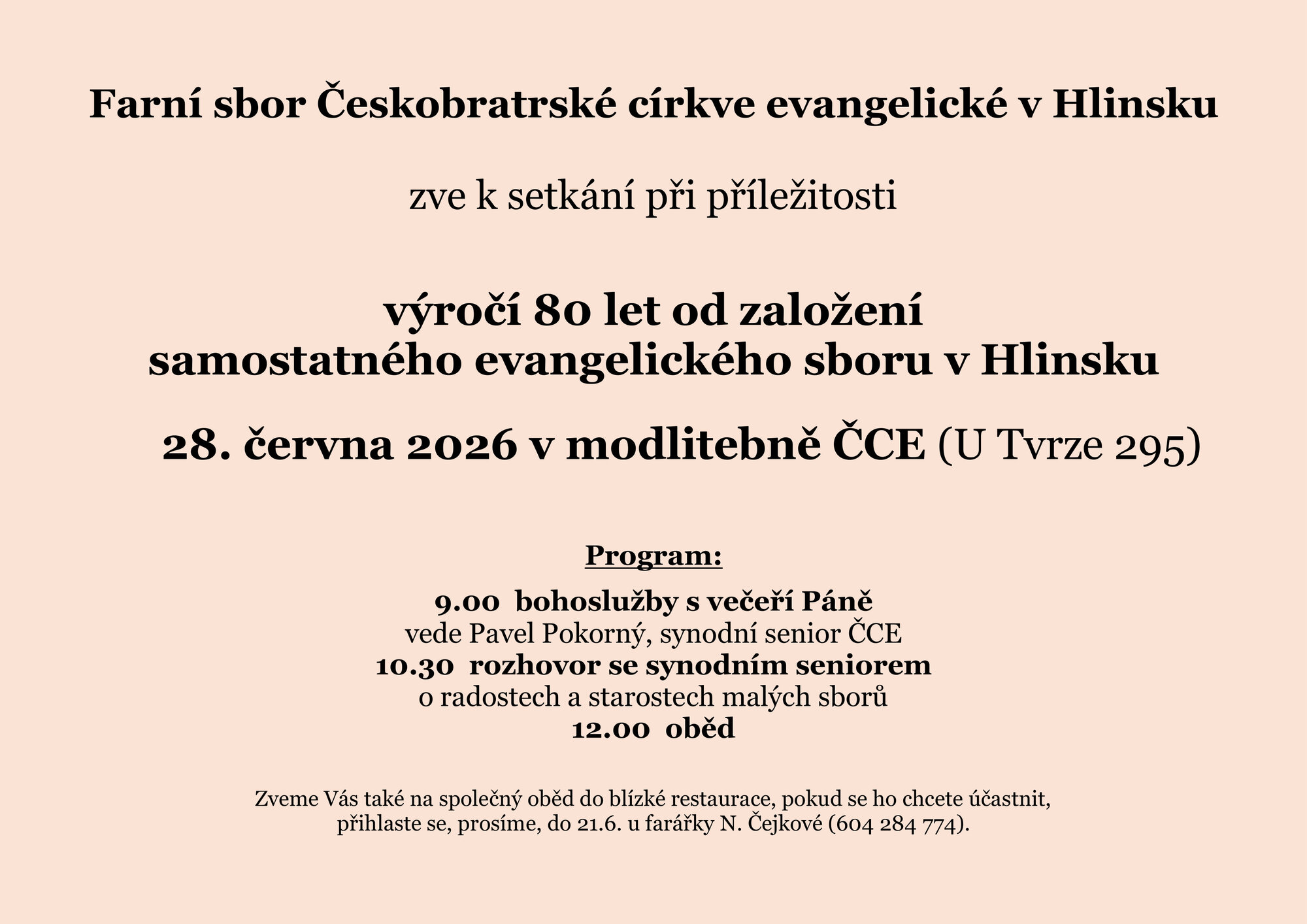 pozvánka 80 let o založení sboru v Hlinsku, bar